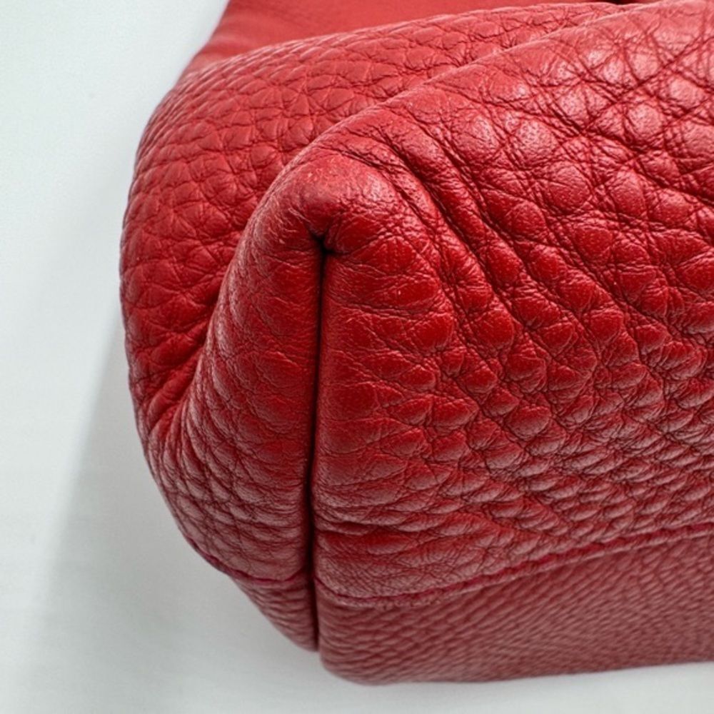 Auth Prada Rosso Vitello Daino Leather Convertible Shopping Tote Bag Preloved - Picture 9 of 13
